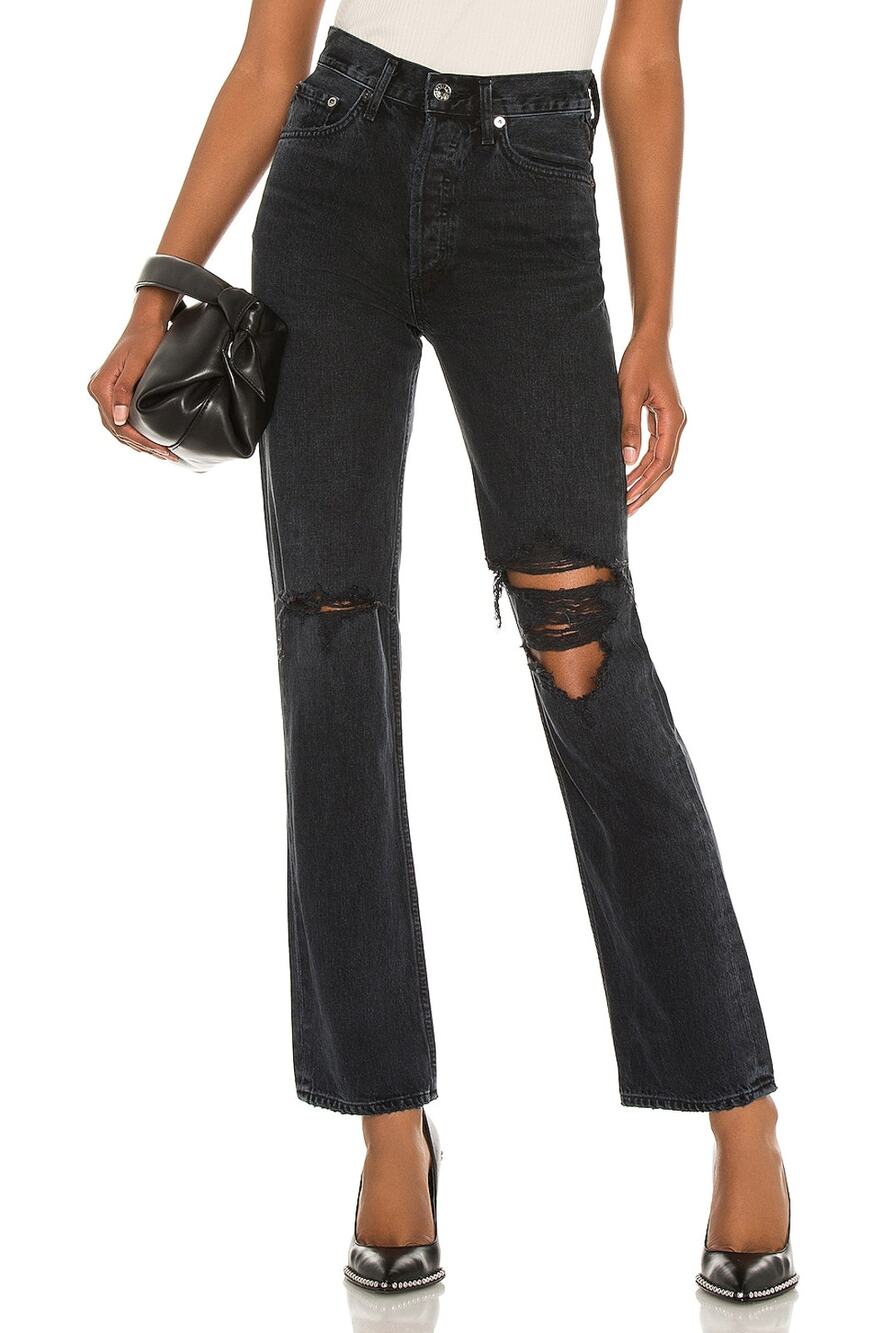 Agolde Distressed Black Lana Denim Jeans Size 29